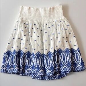 J Crew Blue and White Eyelet Skirt